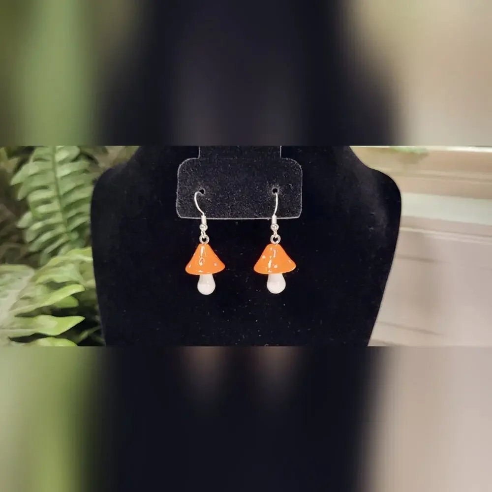 Fun Mushroom Dangle Earrings – Handmade Boho Statement - Picture 4 of 5